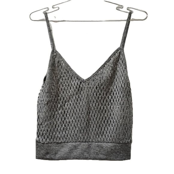 NWT Zara MESH -Light Gray SILVER GRAY METALLIC FIBER STYLE -Sleeveless Top - Picture 7 of 7